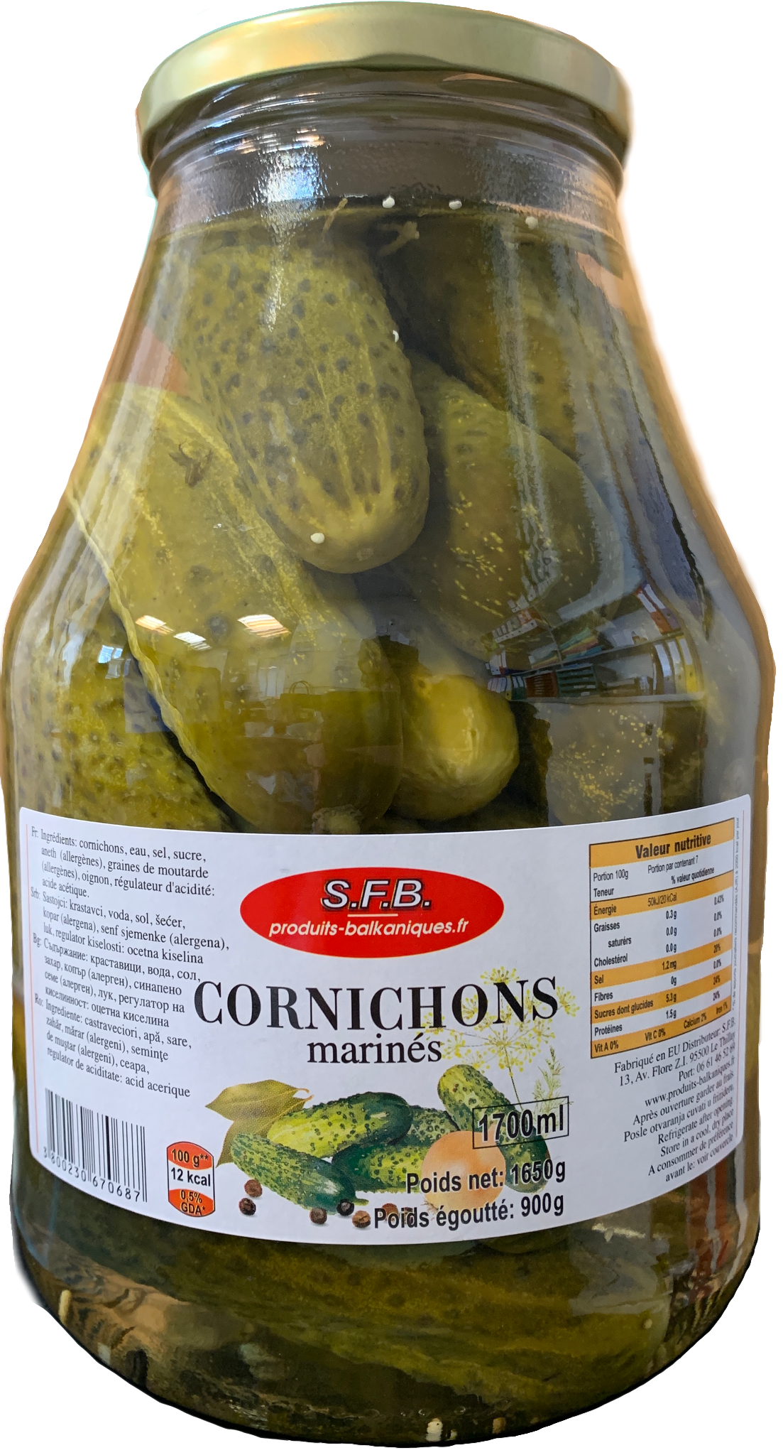 Cornichons 2.65L aux vinaigre SFB